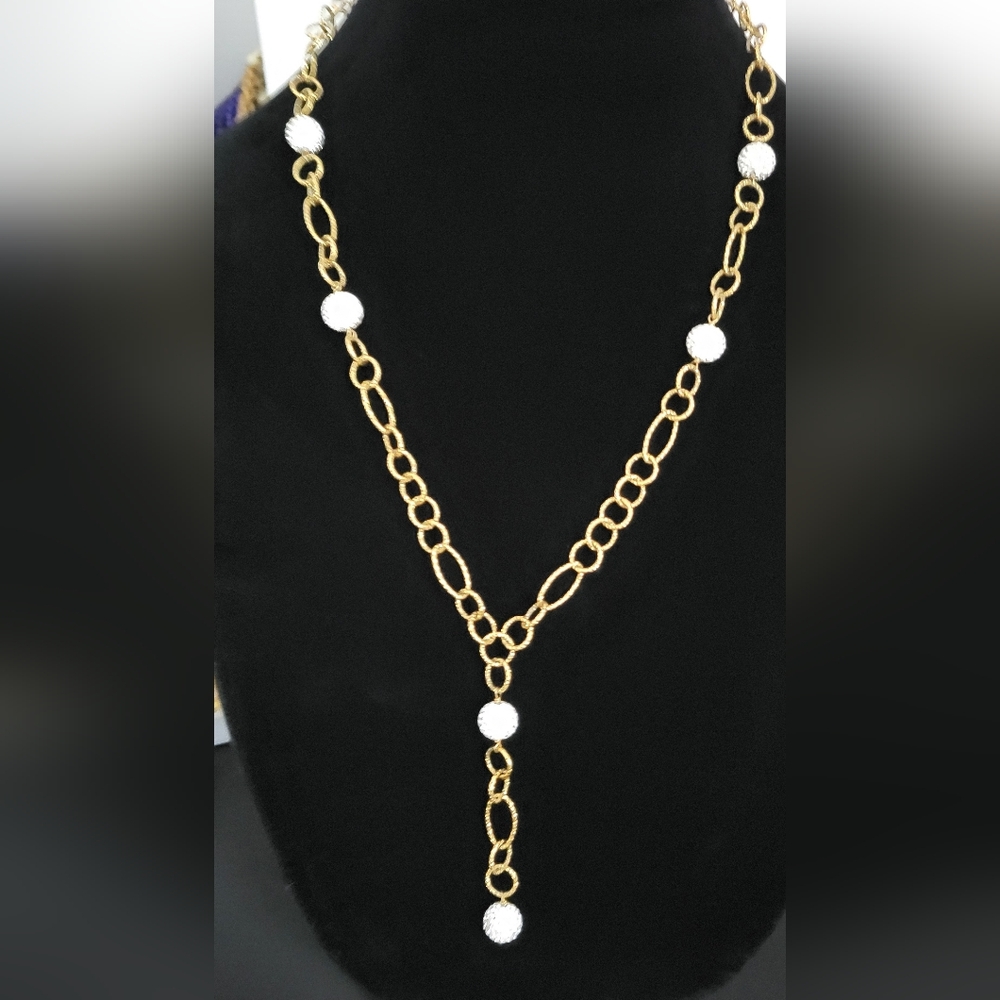 Vintage gold  electroplated With Genuine Crystal Beads Chain Necklace